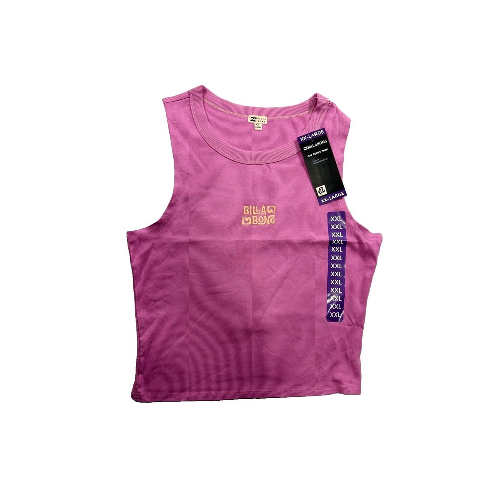 Billabong Fun Times Tank Top Mujer XXL Rosa Pink Slim Fit Logo Bordado NWT